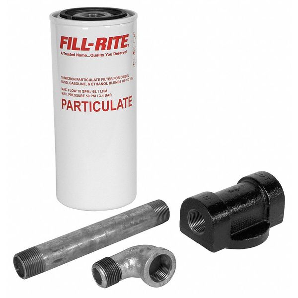 Fill-Rite Filter Housing, 3/4 in, NPT, 18 gpm, 50 psi, 11 in Overall Ht, Cast Aluminum, White 1200KTF7018