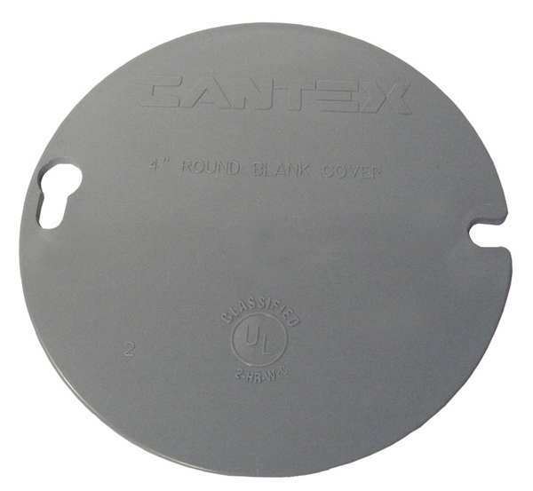 Cantex Electrical Box Cover, Round, 1 Gang, Round, PVC, Blank EZYKLR