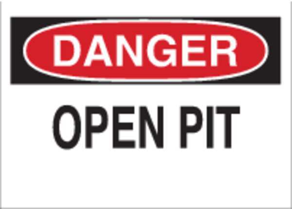 Brady Danger Sign, 10 in H, 14 in W, Aluminum, Rectangle, English, 43198 43198
