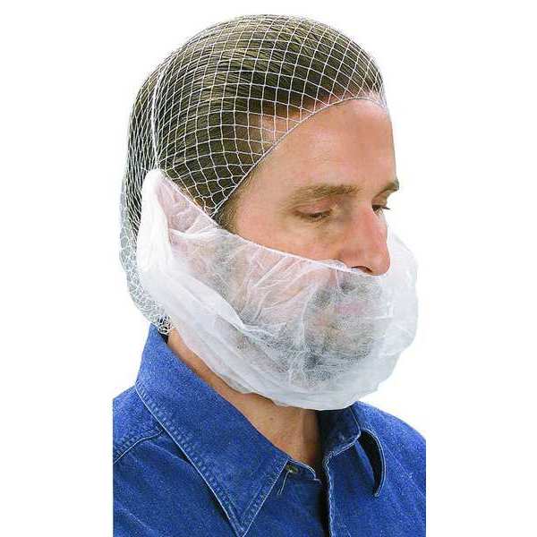 Cellucap Beard Restraint Cover, Polypropylene, Universal Size, White, 100 Per Bag BP4RGRA