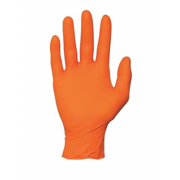 Ansell Blaze, High Visibility Exam Gloves, 5.1 mil Palm, Nitrile, Powder-Free, 2XL, 100 PK, Orange N485
