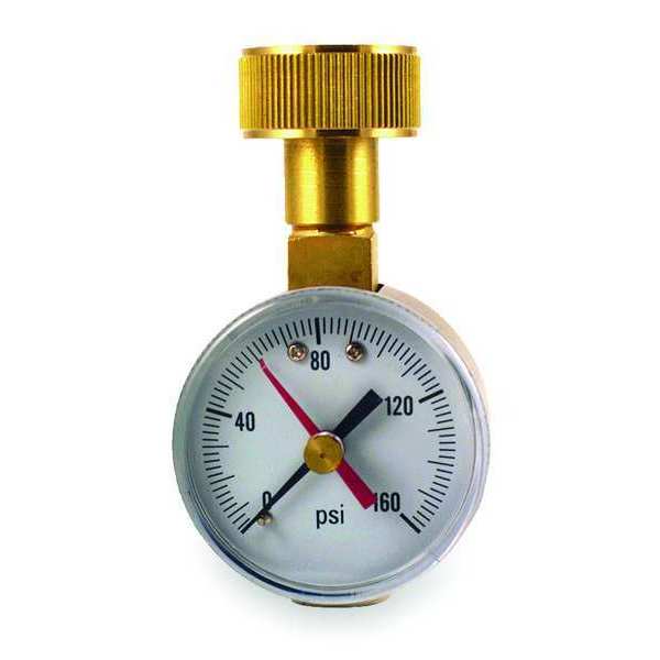 Duro Pressure Gauge, 0 to 160 psi, 3/4 in FGHT, Steel, Black 18C829