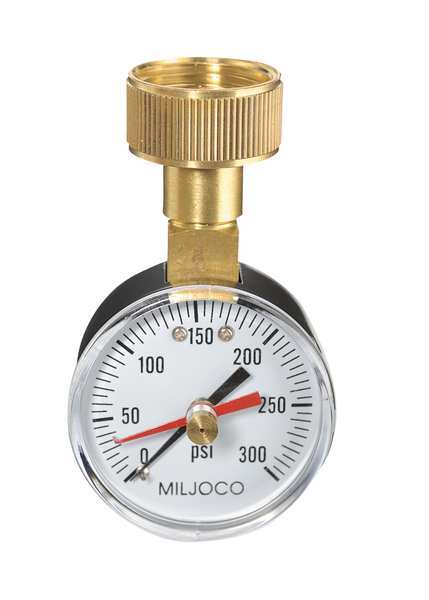 Duro Pressure Gauge, 0 to 300 psi, 3/4 in FGHT, Steel, Black 18C830