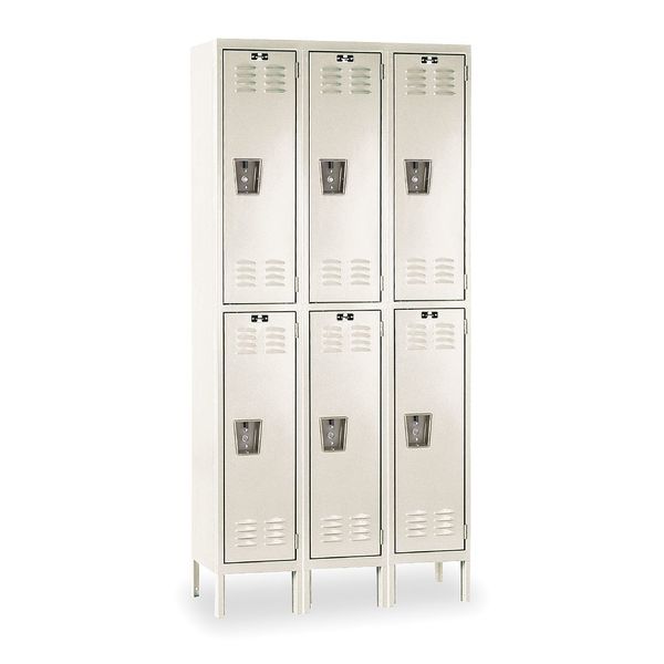 Hallowell Wardrobe Locker, 36 in W, 18 in D, 78 in H, (2) Tier, (3) Wide, Tan U3288-2PT