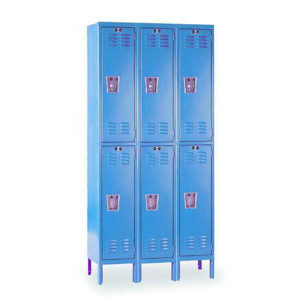 Hallowell Wardrobe Locker, 36 in W, 18 in D, 78 in H, (2) Tier, (3) Wide, Marine Blue U3288-2A-MB