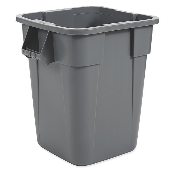 Rubbermaid Commercial 40 gal Square Trash Can, Gray, 27 in Dia, Open Top, LLDPE FG353600GRAY
