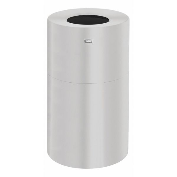 Rubbermaid Commercial 35 gal Round Trash Can, Satin Aluminum, 18 in Dia, Open Top, Aluminum FGAOT35SA