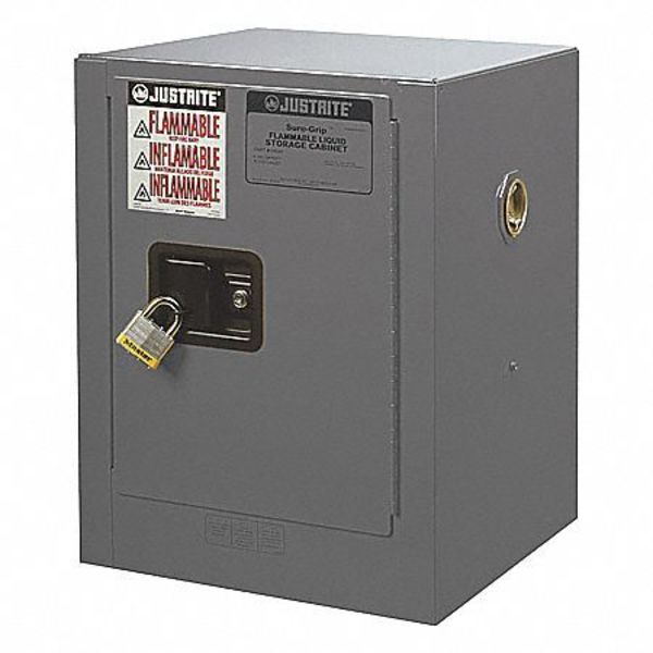 Justrite Flammable Safety Cabinet, 4 gal., Gray, Height: 22" 890403