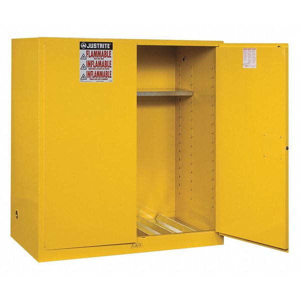 Justrite Sure-Grip EX Flammable Cabinet, Vertical, 2X55 Gal., YLW 899100