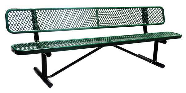Zoro Select Outdoor Bench, 96 in. L, 24 in. W, Green 4HUT5