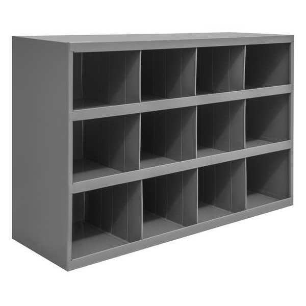 Durham Mfg Pigeonhole Bin Unit, 12 Compartments, 12 in D x 23 7/8 in H x 33 3/4 in W, Steel 330-95