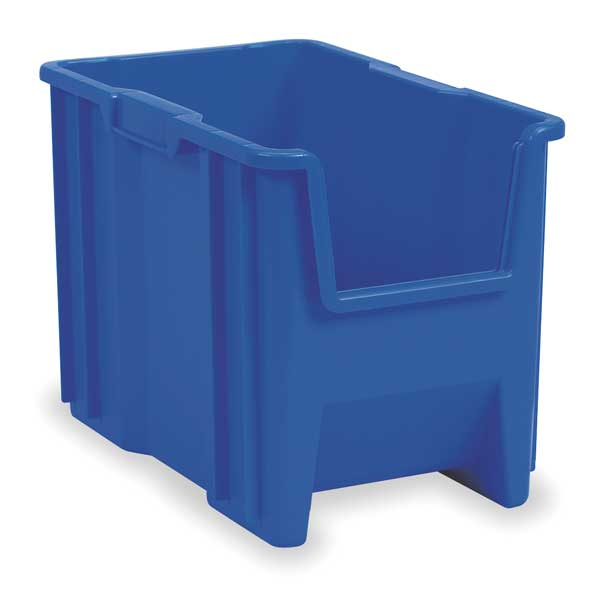 Akro-Mils 75 lb Hang & Stack Storage Bin, Plastic, 10 7/8 in W, 12 1/2 in H, Blue, 17 1/2 in L 13014BLUE