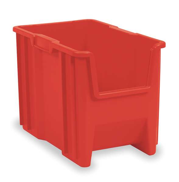 Akro-Mils 75 lb Hang & Stack Storage Bin, Plastic, 10 7/8 in W, 12 1/2 in H, Red, 17 1/2 in L 13014RED