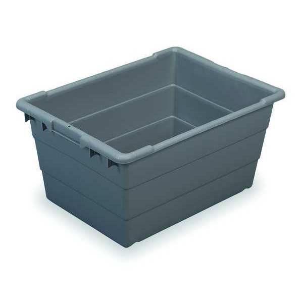 Akro-Mils Cross Stacking Container, Gray, Industrial Grade Polymer, 23 3/4 in L, 17 1/4 in W, 12 in H 34304