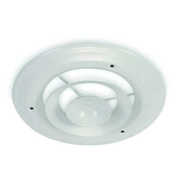 Zoro Select 6 in Round Step-Down Ceiling Diffuser, White 4JRK8