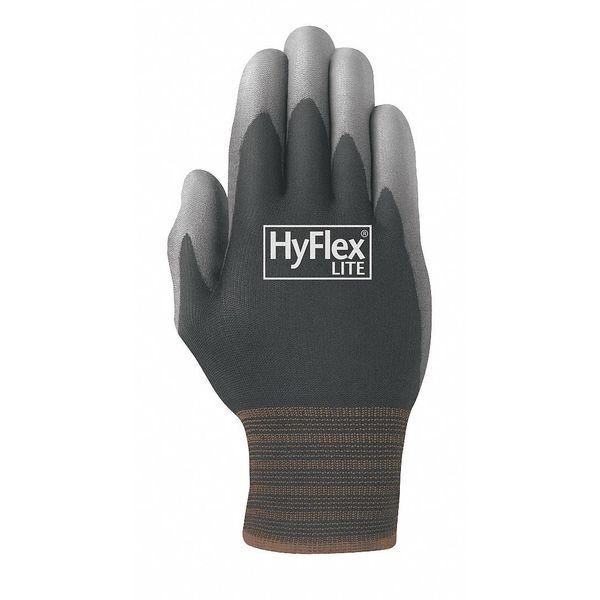 Ansell Polyurethane Coated Gloves, Palm Coverage, Black, M, PR 11-600VP