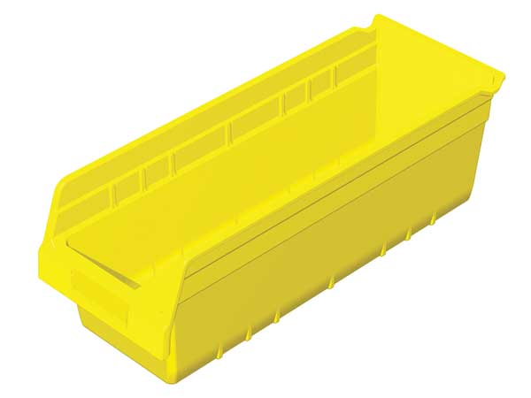 Akro-Mils 35 lb Shelf Storage Bin, Plastic, 6 5/8 in W, 6 in H, 17 7/8 in L, Yellow 30098YELLO