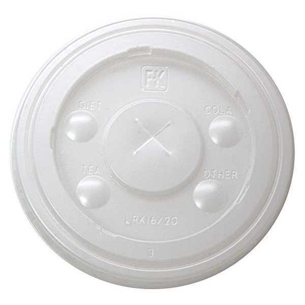 Fabri-Kal Lid for 16, 20 oz. Cold Cup, Flat, Identification Buttons, Straw Slot, Translucent, Pk1000 LRK16/20