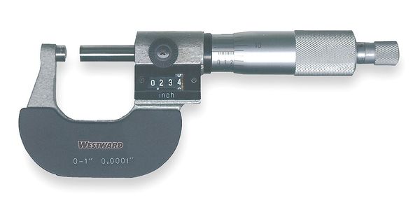 Westward Digital Micrometer, 0 to 1", 0.0001, Ratchet 4KU87