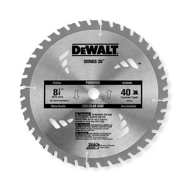 Dewalt 8-1/4In, 40-Teeth Circular Saw Blade DW3184