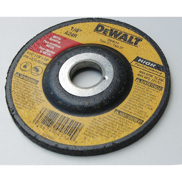 Depressed Center Grinding Wheel Type 27 4 1 2 in x 1 4 in x 7 8 in Aluminum Oxide 24 Grit