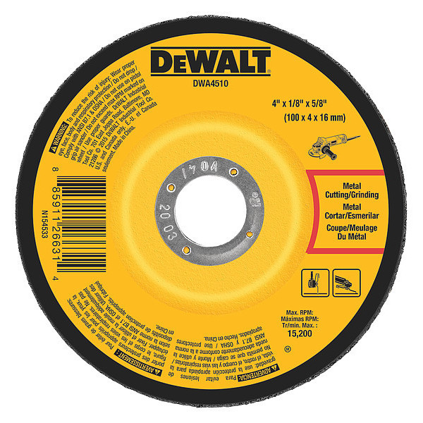 Dewalt 4" x 1/8" x 5/8" Metal Grinding Wheel DWA4510
