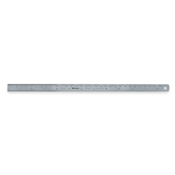 Mitutoyo Steel Rule, Flexible, 12 In, 32/64/0.5/1mm 182-305