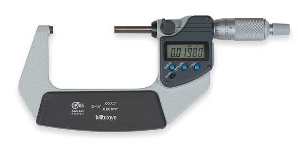 Mitutoyo Digital Micrometer, 2 to 3In, 0.00005, Ratchet 293-332-30