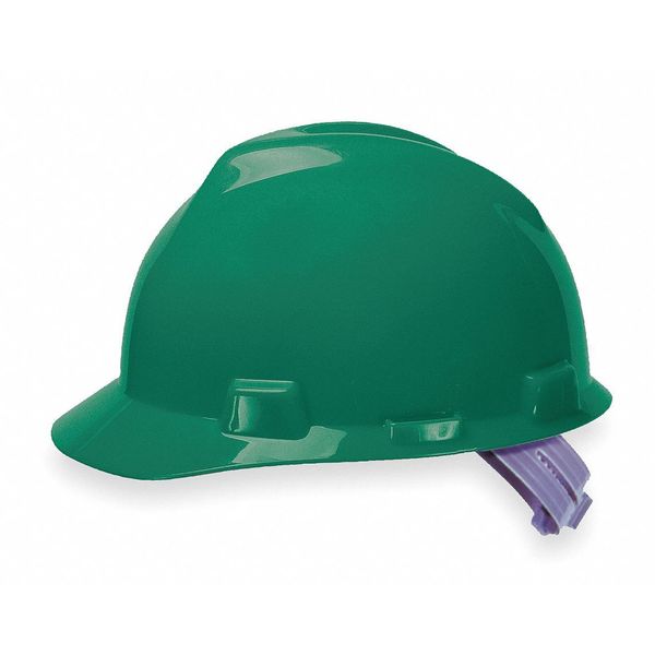 Msa Safety Front Brim Hard Hat, Type 1, Class E, Pinlock (4-Point), Green 463946