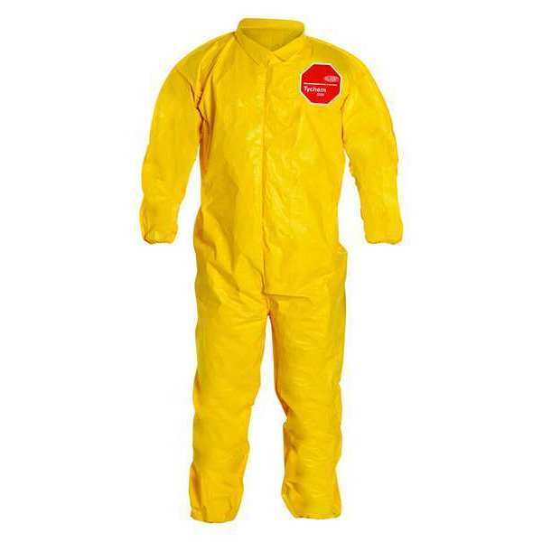 Dupont Coveralls, 12 PK, Yellow, Tychem(R) 2000, Adhesive QC125BYL4X001200