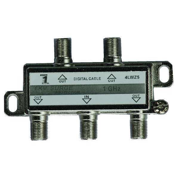 Power First Cable Splitter, 4-Way, F-Type, 1 GHz 4LWZ5
