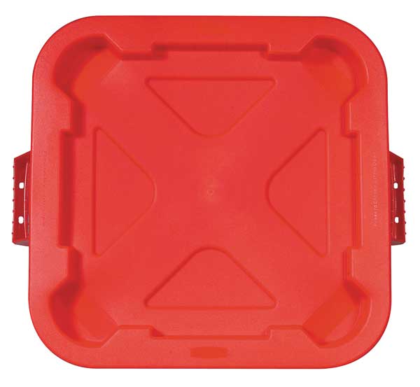 Rubbermaid Commercial 28 gal Flat Trash Can Lid, 22 in W/Dia, Red, Plastic, 0 Openings FG352900RED