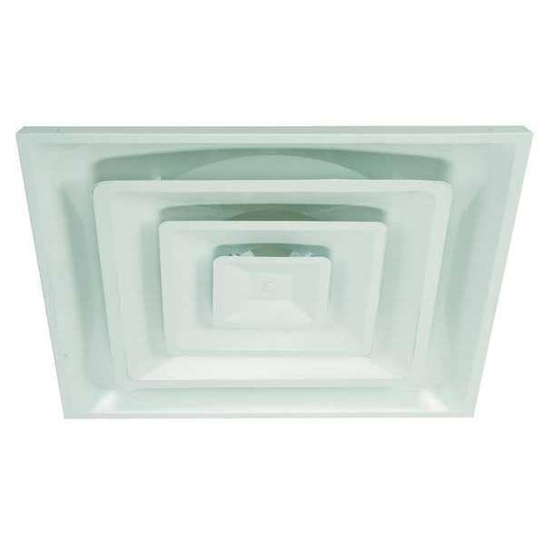 Zoro Select 10 in Square 3 Cone Ceiling Diffuser, White 4MJV4