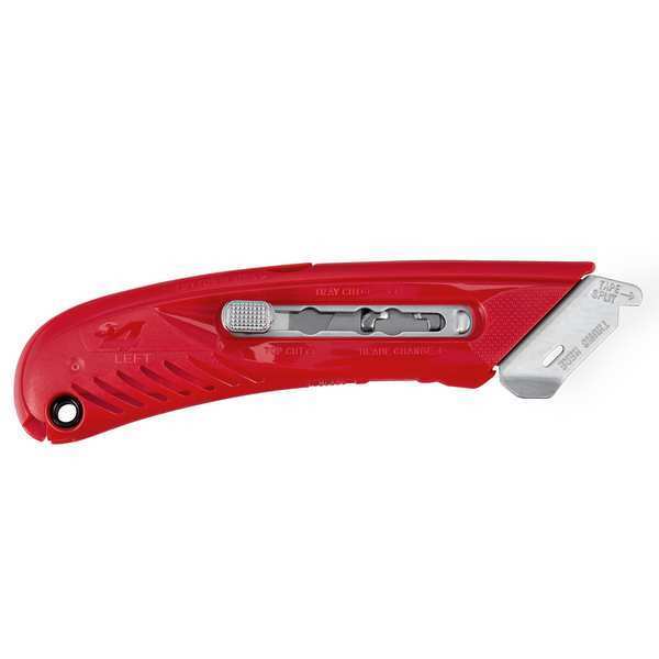 Pacific Handy Cutter Safety Knife, 3 Fixed Blade Depths, 5 3/4 in L, Safety Point, Steel Blade, Red Plastic Handle S4L