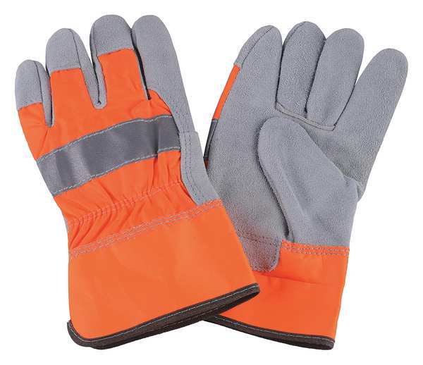 Condor Leather Palm Gloves, Hi-Vis Orange, S, PR 4NHE1