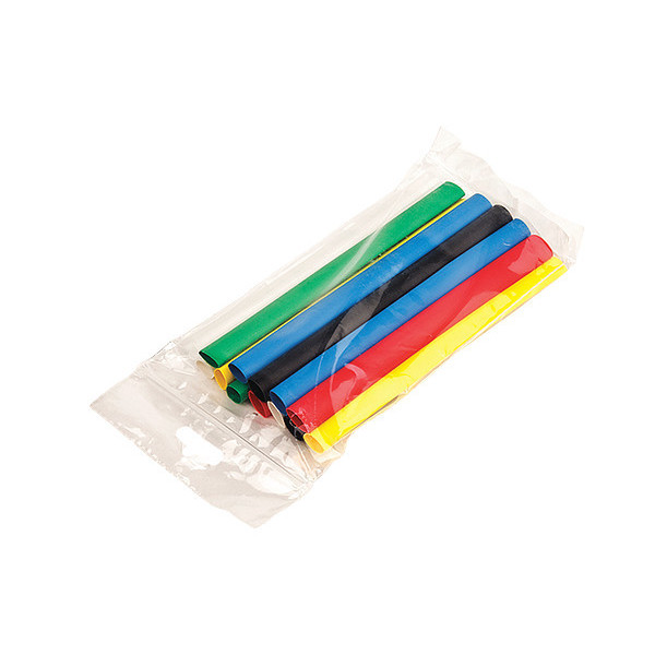 3M Shrink Tubing, 0.125in ID, Colors, 6in, PK28 FP301-1/8-6"-ASSORTED-10-28 PC PKS