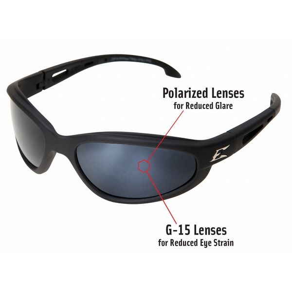Edge Eyewear Polarized Safety Glasses, Wraparound G-15 Polycarbonate Lens,  Scratch-Resistant TSM21-G15-7 Zoro