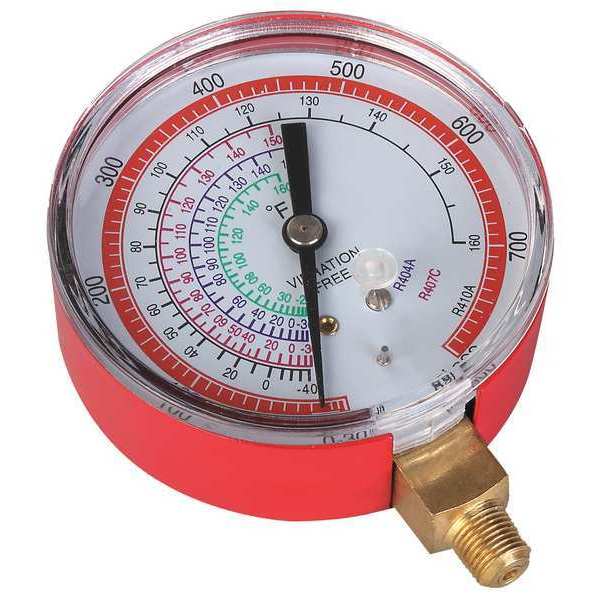 Dayton Gauge, 2-3/4 In Dia, High Side, Red, 800 psi 4PDK5