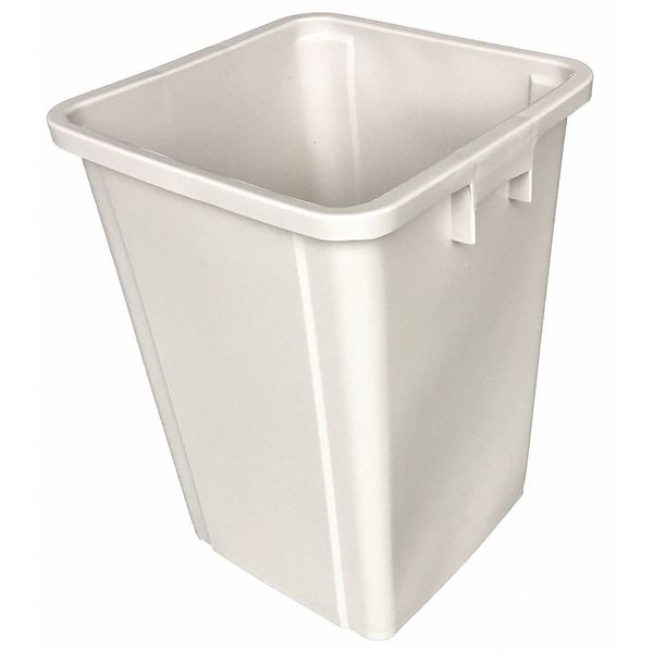 Zoro Select Square Trash Can, Beige, 16 gal Capacity, 15 1/2 in Width/Dia, 16 in Deep, 21 in Height 4PGR9