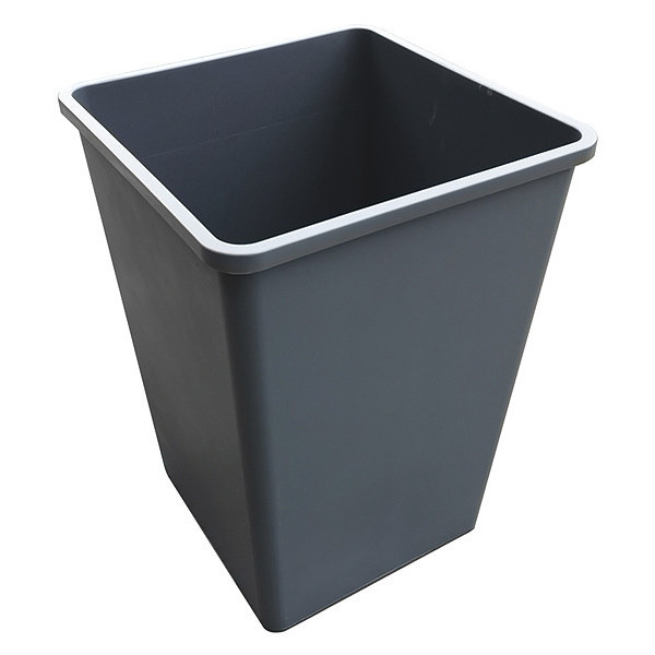 Zoro Select 50 gal Square Trash Can, Gray, 19 1/2 in Dia, None, Plastic 4PGT7