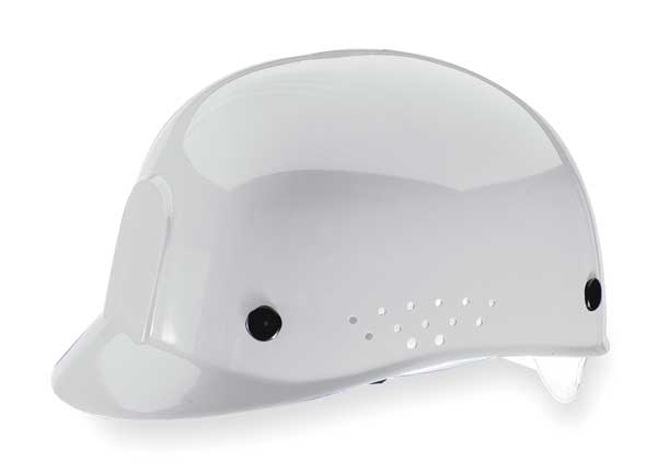 Msa Safety Vented Bump Cap, Front Brim, Perforated Sides, Pinlock Suspension, Fits Hat Size 6 1/2 to 8, White 10033652