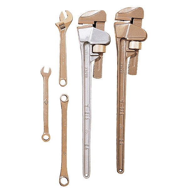 AMPCO Pipe Wrench: Aluminum Bronze, 5 11/16 in Jaw Capacity, Serrated, 36  in Overall Lg, I-Beam
