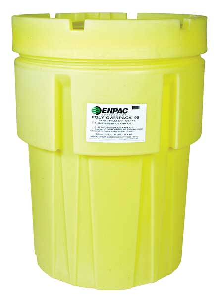 Enpac Open Head Salvage Drum, Polyethylene, 95 gal, Unlined, Yellow 1095-YE