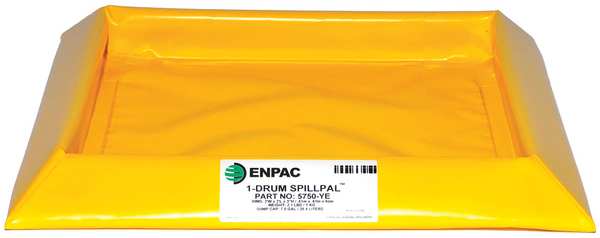 Enpac Drum Spill Containment Pallet, 7 gal Spill Capacity, 1 Drum, 2 lbs., PVC Fabric 5750-YE