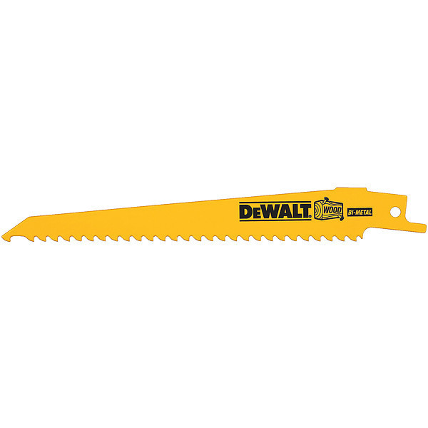 Dewalt 6" 3 TPI Taper Back Bi-Metal Reciprocating Blade for Fast Wood Cutting (5 pack) DW4801