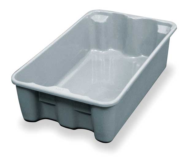 Molded Fiberglass Stack & Nest Container, Gray, Fiberglass Reinforced Composite, 19 3/4 in L, 12 1/2 in W, 6 in H 780308