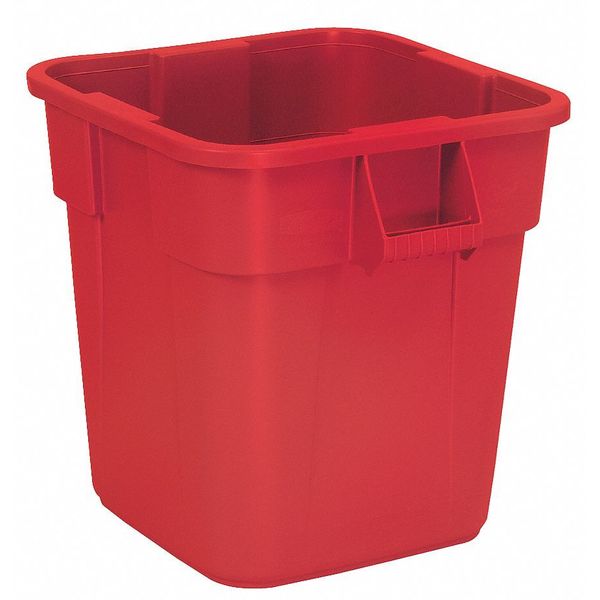 Rubbermaid Commercial 28 gal Square Trash Can, Red, 25 in Dia, Open Top, LLDPE FG352600RED