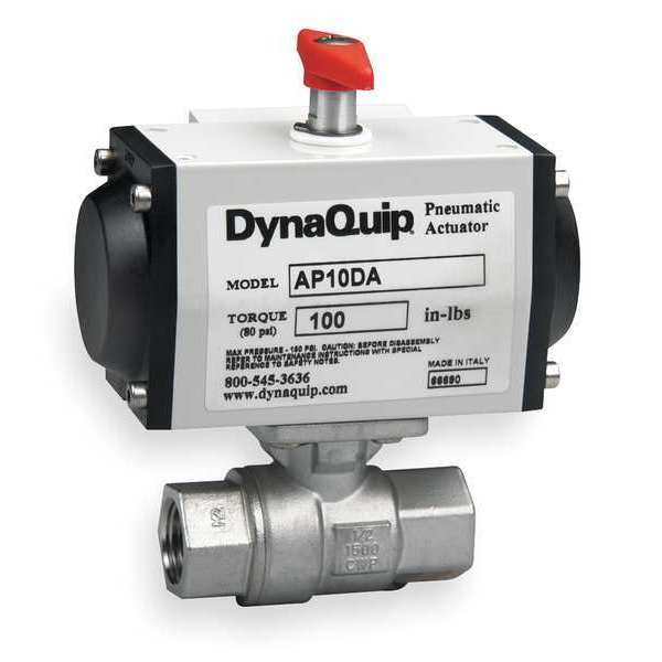 Dynaquip Controls 1/2" FNPT Stainless Steel Pneumatic Ball Valve Inline P2S23AJSR05210A