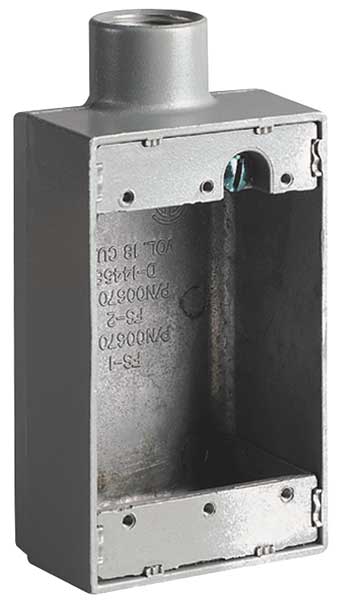 Killark Weatherproof Electrical Box, 18 cu in, FS Box, 1 Gang, Aluminum FS-1