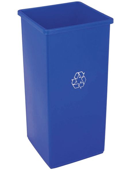 Tough Guy 32 gal Square Recycling Bin, Open Top, Blue, Plastic, 1 Openings 4UAV2